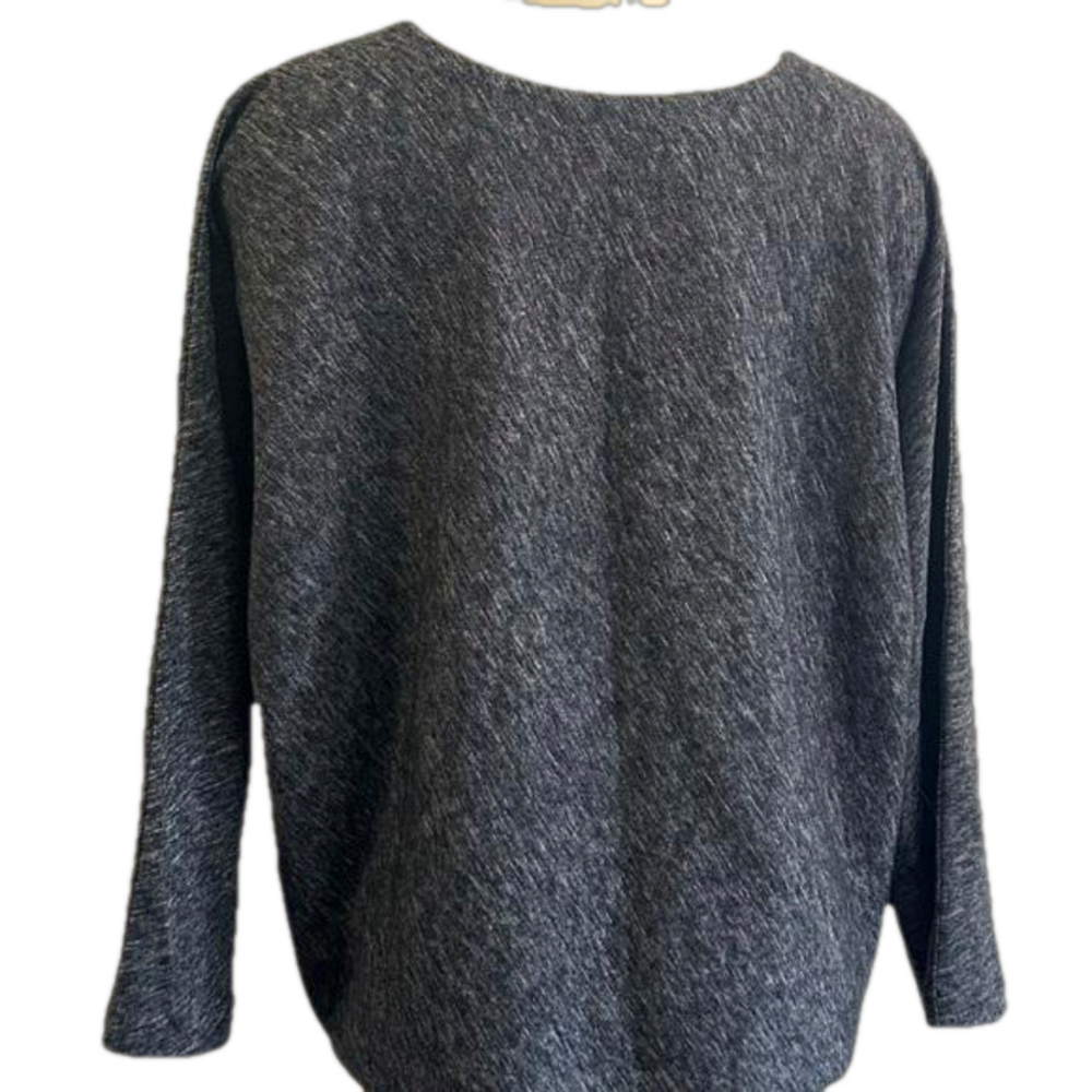 Eileen Fisher org.cotton / wool blend lightweight boxy marled sweater LARGE
